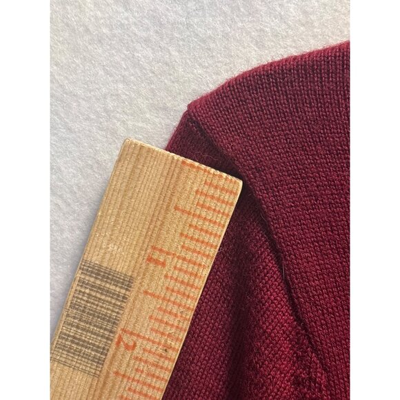Black Brown 1826 Mens V-Neck Sweater S Merino Wool Burgundy Long Sleeve Made In - Picture 6 of 9